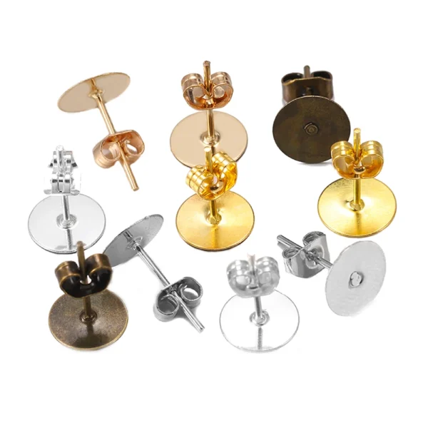 Earring Making Kit: 100pcs Metal Blank Post Earring Studs