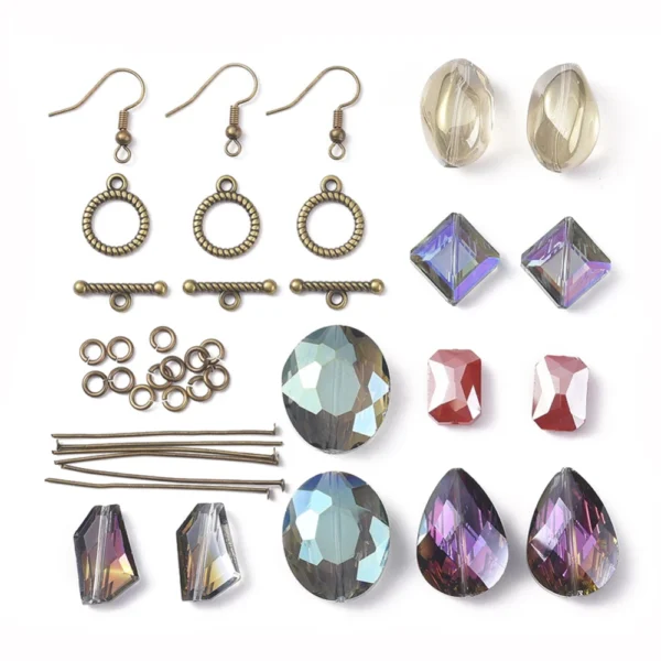 Earring Making Kit with Crystal Beads & Brass Hooks - Image 3