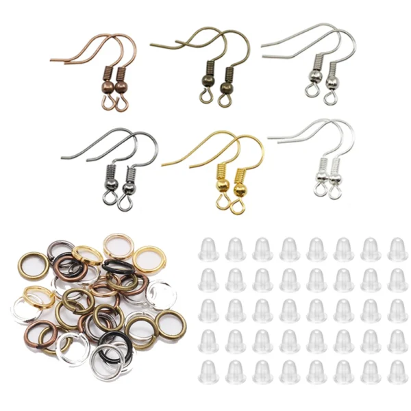 Earring Making Kit: 200-600Pcs Hooks, Rings, Earplugs