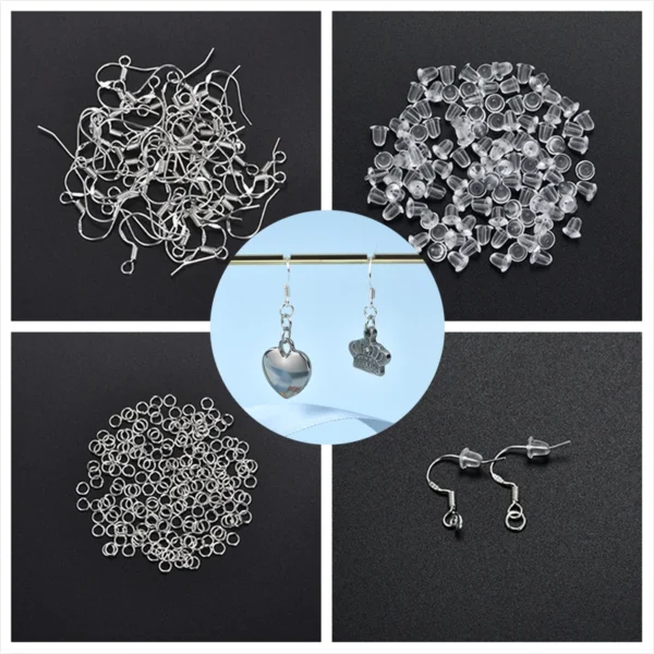 Earring Making Kit: Silver Hooks, Jump Rings, DIY - Image 4