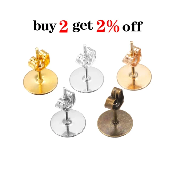 Earring Making Kit: 100pcs Metal Blank Post Earring Studs - Image 2