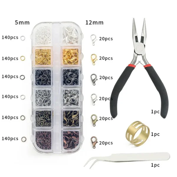 Earring Making Kit: Copper Rings, Clasps, Pliers Set - Image 4