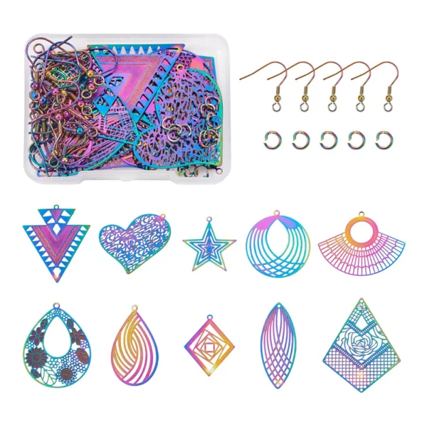 Earring Making Kit with Steel Pendants & Hooks - Image 2