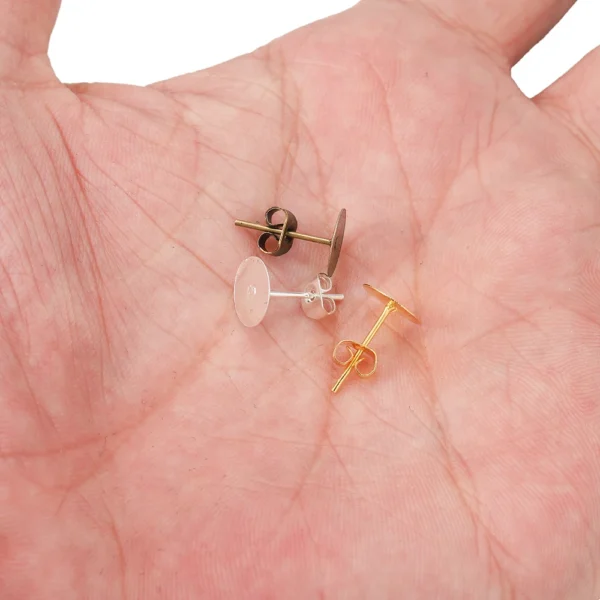 Earring Making Kit: 100pcs Metal Blank Post Earring Studs - Image 8