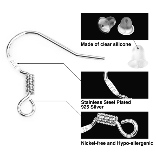 Earring Making Kit: Silver Hooks, Jump Rings, DIY - Image 3