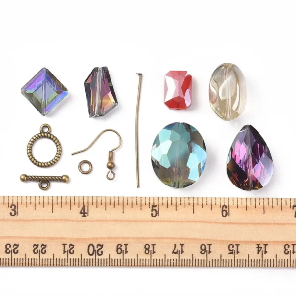 Earring Making Kit with Crystal Beads & Brass Hooks - Image 4