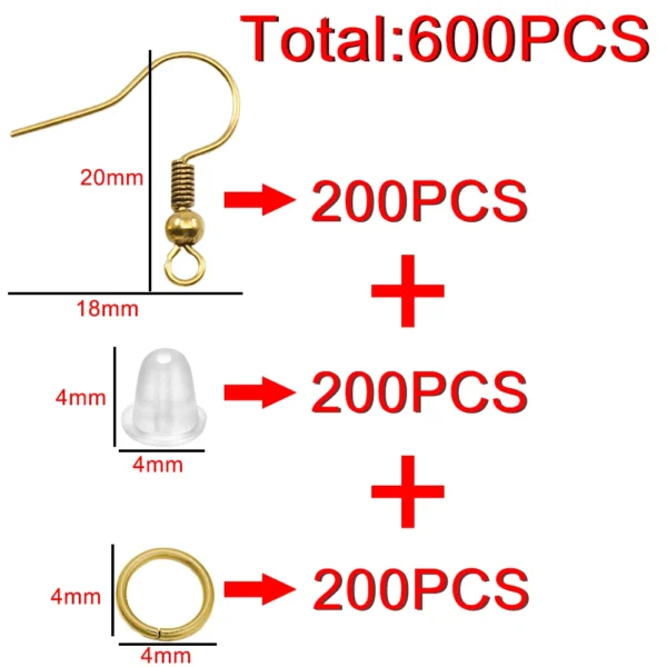 Earring Making Kit: 200-600Pcs Hooks, Rings, Earplugs - Image 5