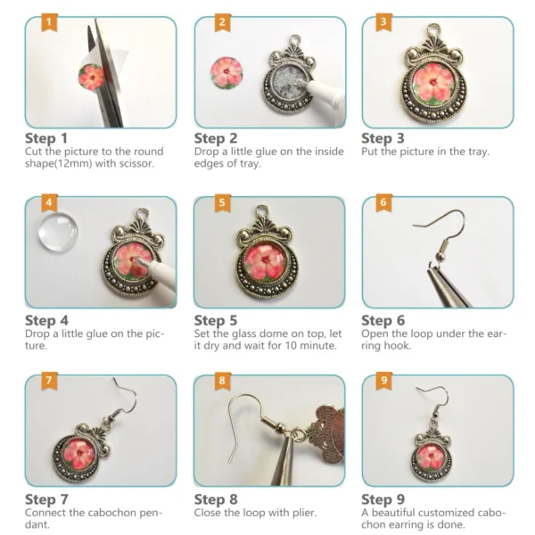 12 Pairs Earring Making Kit with Cabochon Settings - Image 9