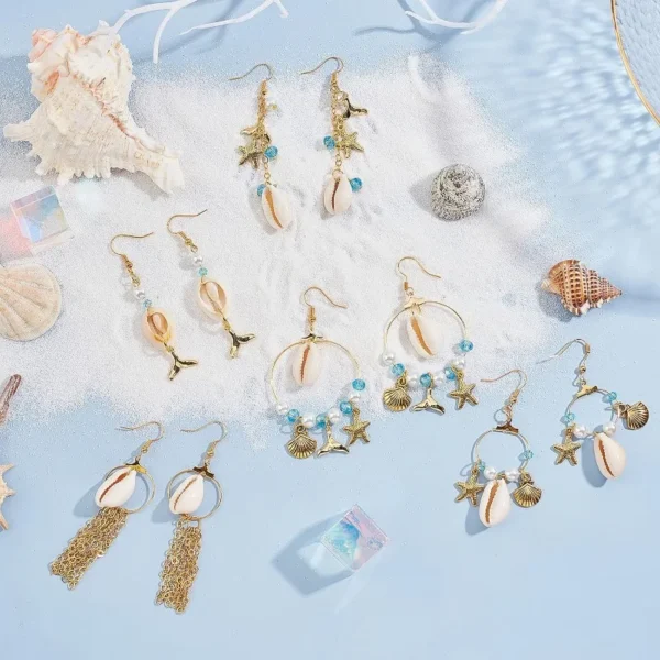 10 Pairs Earring Making Kit with Shell Charms - Image 9