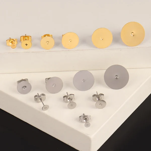 Earring Making Kit - 50-100Pcs Stainless Steel Studs - Image 4