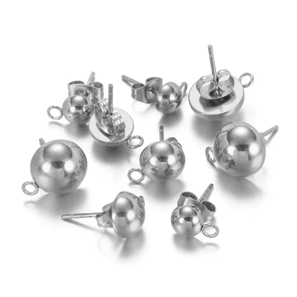 Earring Making Kit – 10Pcs Gold Stud Bases with Open Ring - Image 3