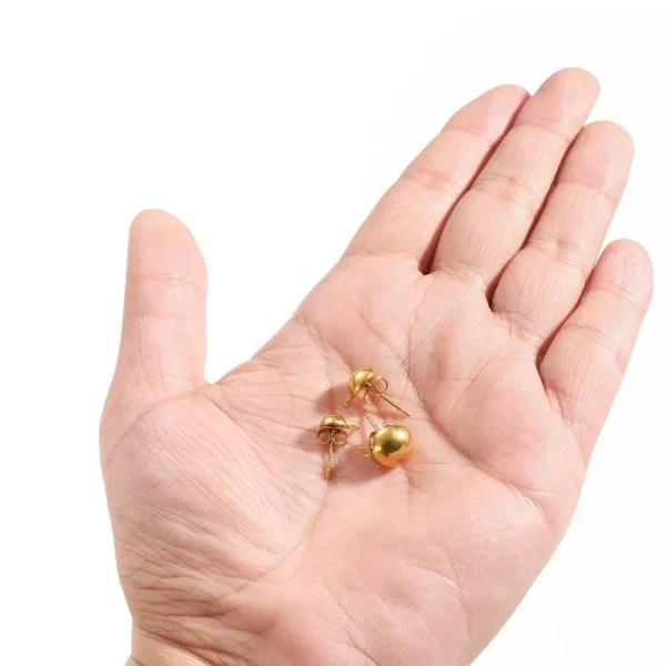 Earring Making Kit – 10Pcs Gold Stud Bases with Open Ring - Image 4