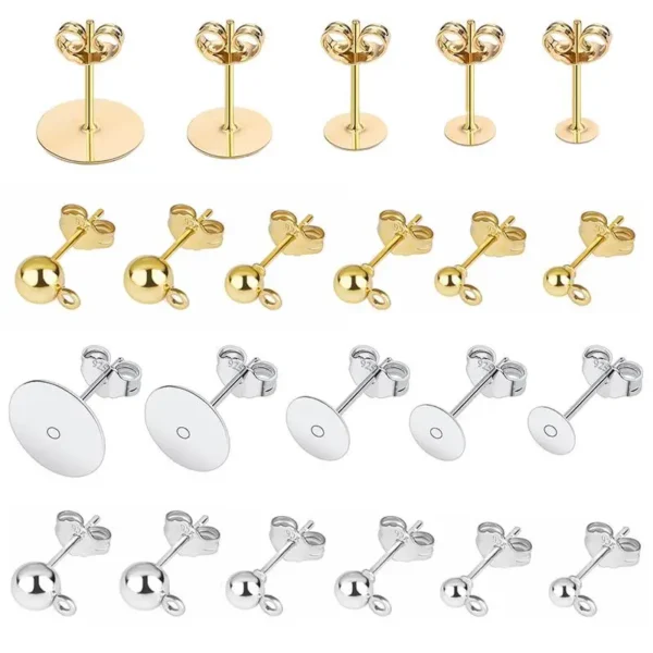 Earring Making Kit - 925 Silver Plated Studs & Backs