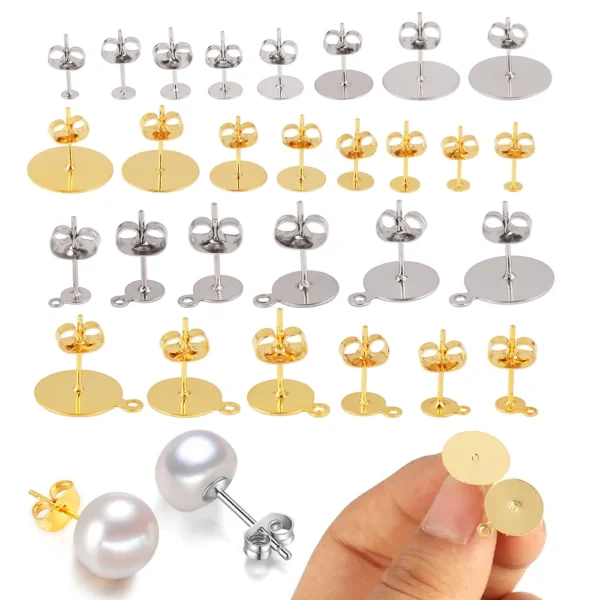 Earring Making Kit: Steel Earring Bases & Plugs