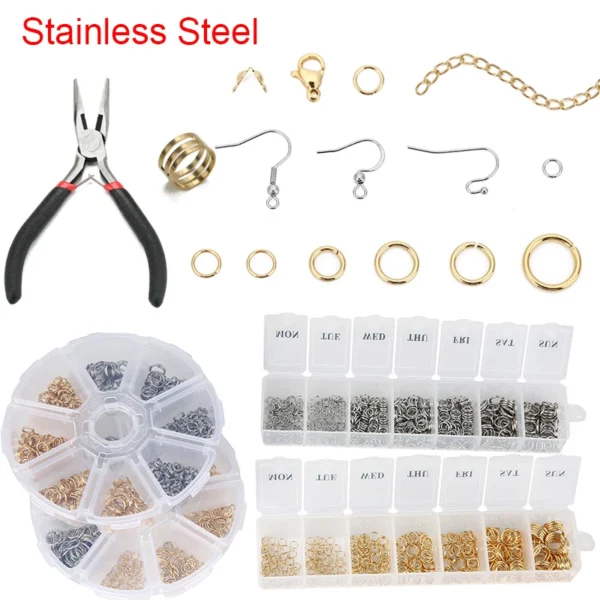 Earring Making Kit Stainless Steel Rings, Clasps, Hooks
