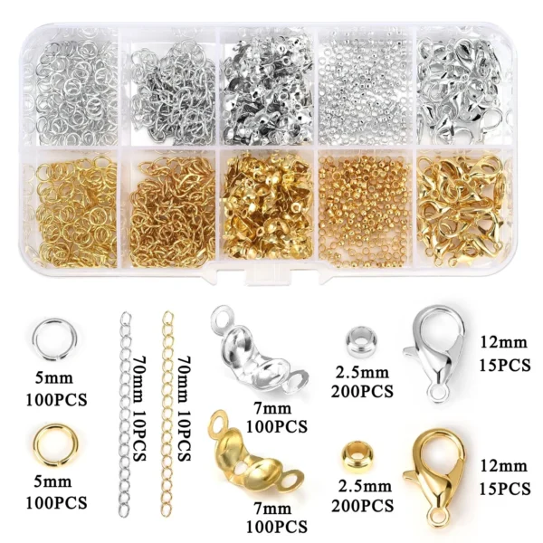 260-1220pcs Earring Making Kit with Clasps & Jump Rings