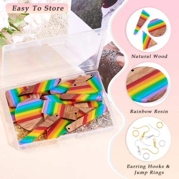Earring Making Kit - Resin & Walnut Pendants - Image 3