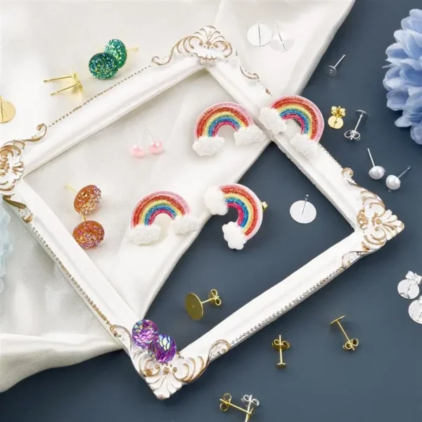 Earring Making Kit - 925 Silver Plated Studs & Backs - Image 4