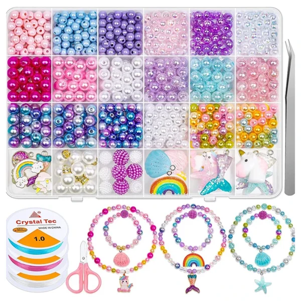 Earring Making Kit with Rainbow ABS Pearl Beads