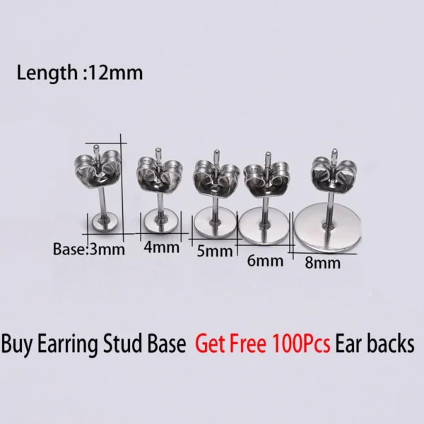 Earring Making Kit - 100Pcs Gold Stainless Steel Studs - Image 2