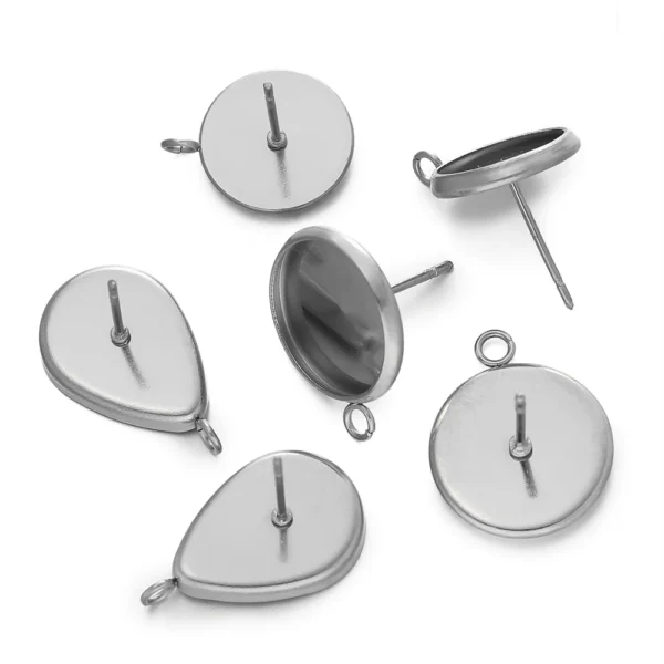 Earring Making Kit - Stainless Steel Stud Settings - Image 3