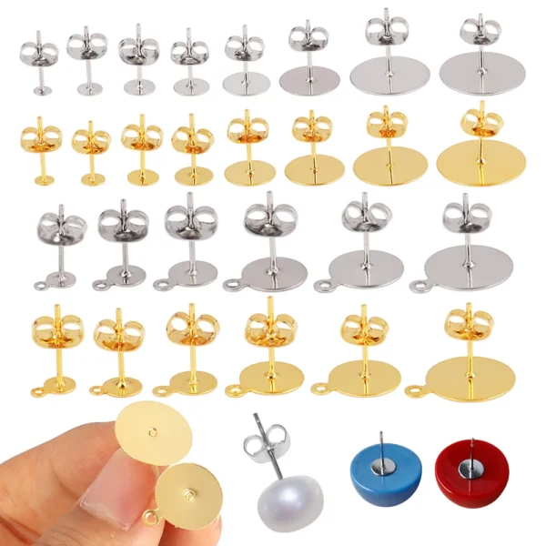 Earring Making Kit - 50-100Pcs Stainless Steel Studs