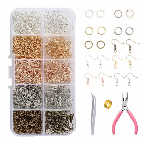Earring Making Kit, 1128 pcs with Hooks, Rings, Pliers