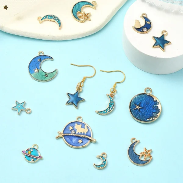 20 Pcs Earring Making Kit Blue Star Pendants - Image 4