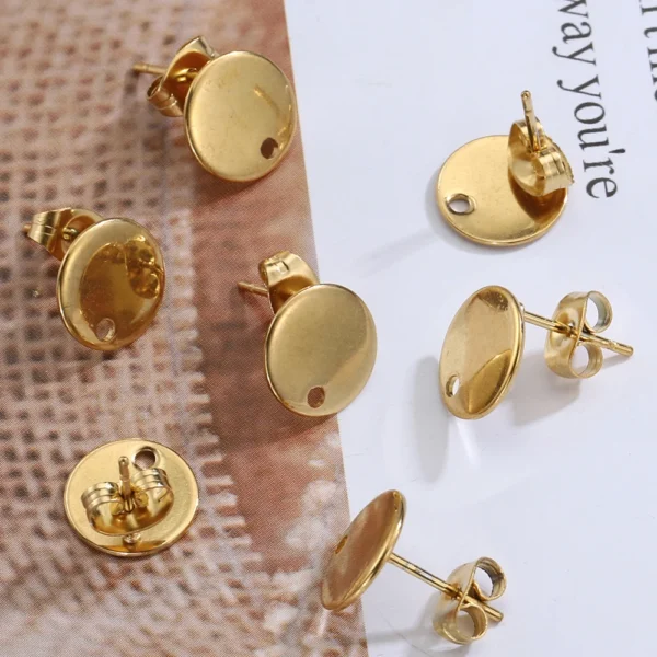 Earring Making Kit: 10pcs Stainless Steel Round Ear Studs - Image 2