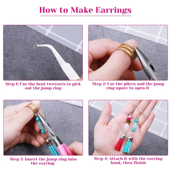 Earring Making Kit with Hooks, Jump Rings & Pliers - Image 5