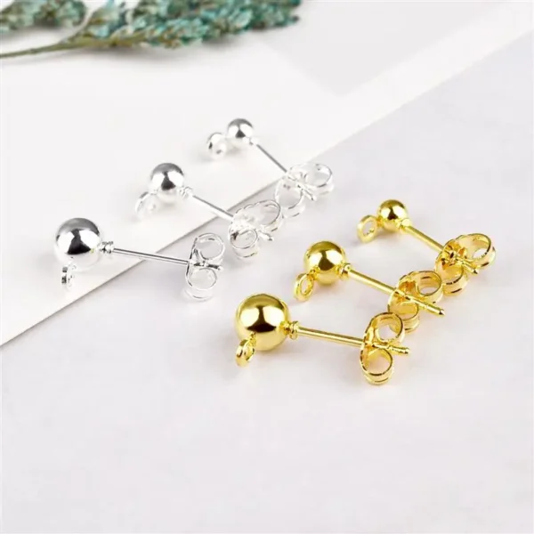 Earring Making Kit - 925 Silver Plated Studs & Backs - Image 5