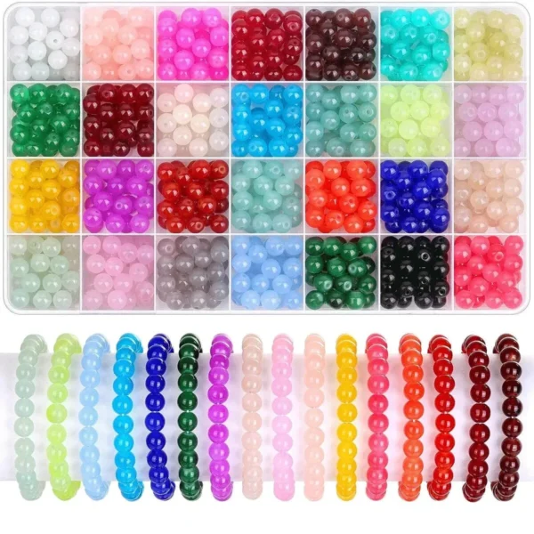 Earring Making Kit: 700pcs Glass Beads, 28 Colors