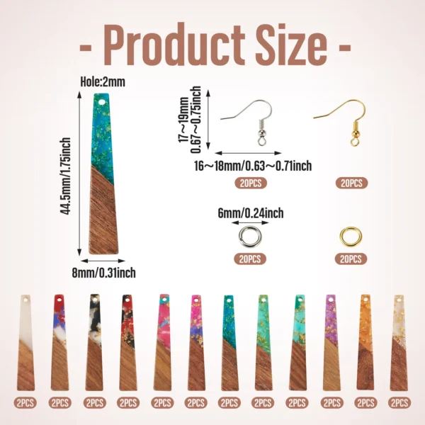 Earring Making Kit - Resin & Wood Pendants - Image 2
