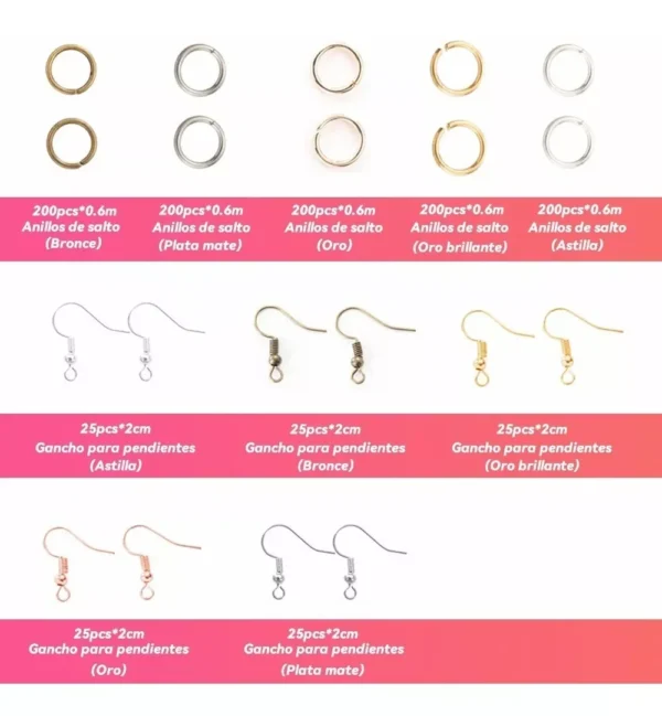 Earring Making Kit, 1128 pcs with Hooks, Rings, Pliers - Image 3
