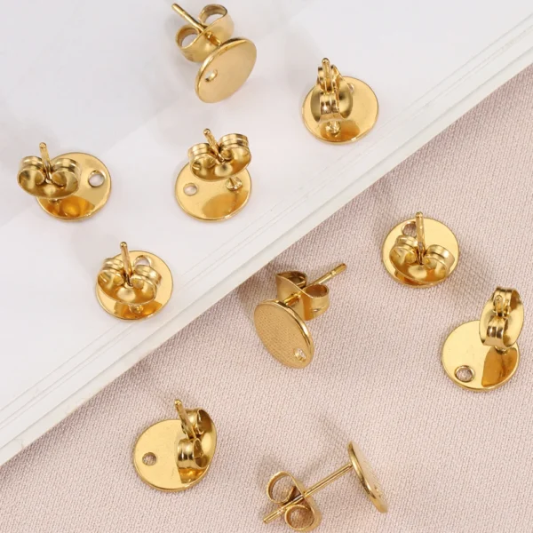 Earring Making Kit: 10pcs Stainless Steel Round Ear Studs - Image 3