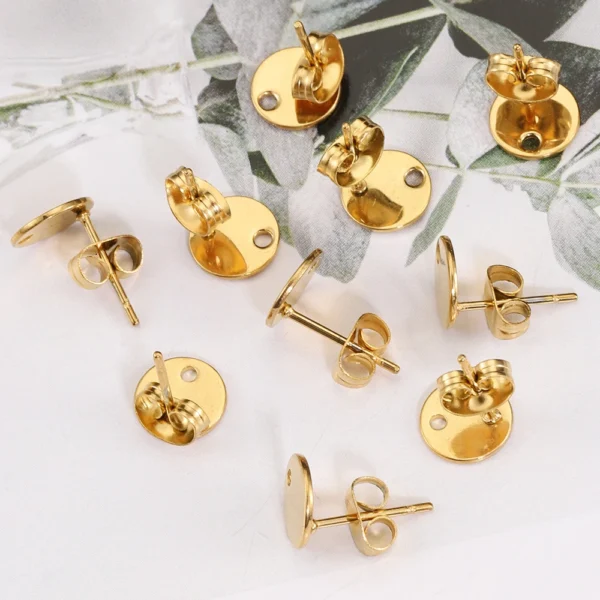 Earring Making Kit: 10pcs Stainless Steel Round Ear Studs - Image 4