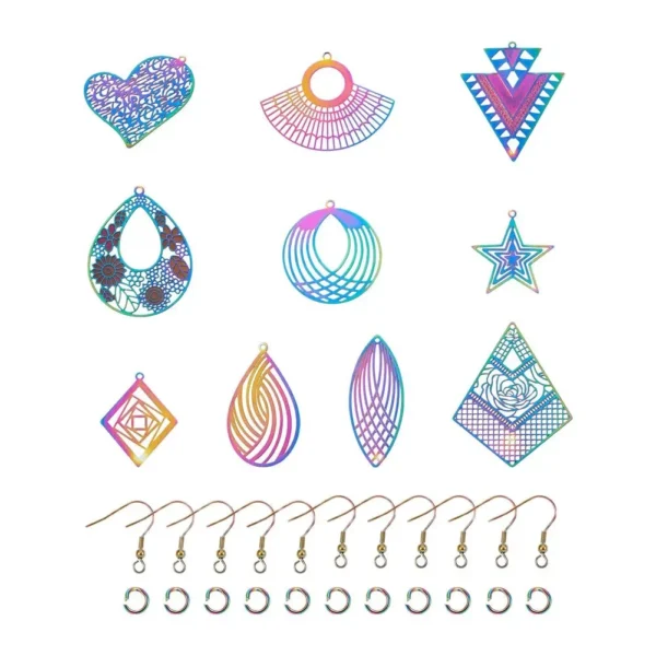 Earring Making Kit with Steel Pendants & Hooks - Image 3
