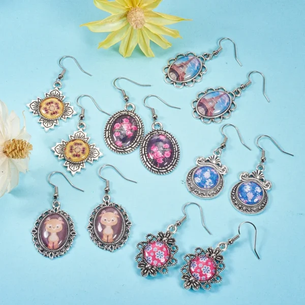 12 Pairs Earring Making Kit with Cabochon Settings - Image 7