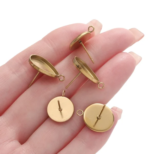 Earring Making Kit - Stainless Steel Stud Settings - Image 4