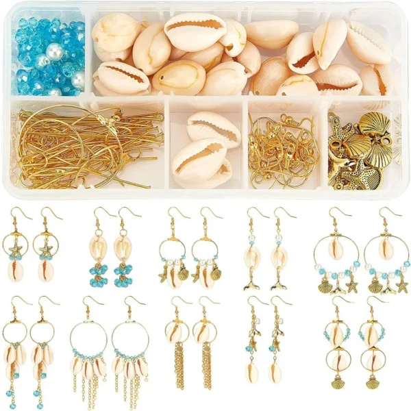10 Pairs Earring Making Kit with Shell Charms