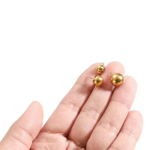 Earring Making Kit – 10Pcs Gold Stud Bases with Open Ring - Image 6