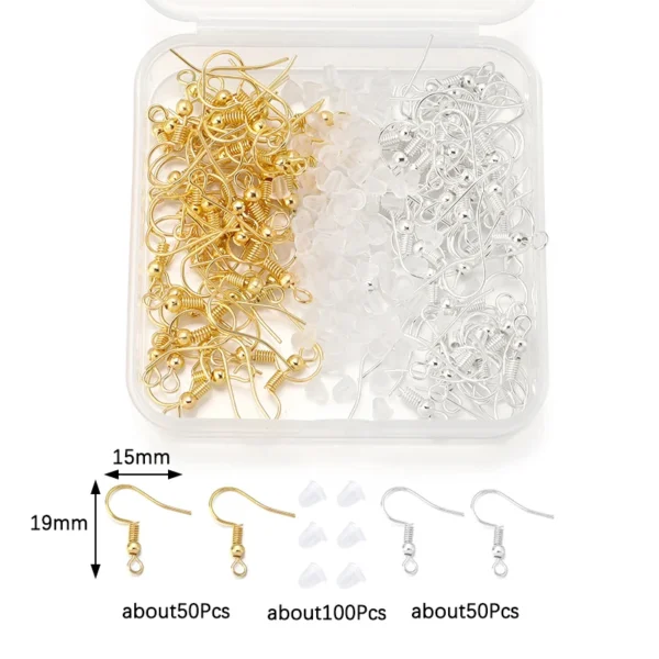 Earring Making Kit, 200pcs Hooks, Plugs, Back Accessories - Image 2