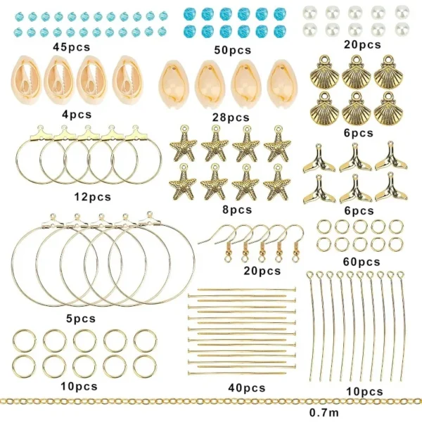 10 Pairs Earring Making Kit with Shell Charms - Image 2