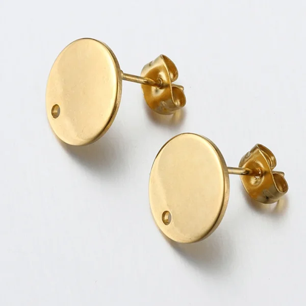 Earring Making Kit: 10pcs Stainless Steel Round Ear Studs